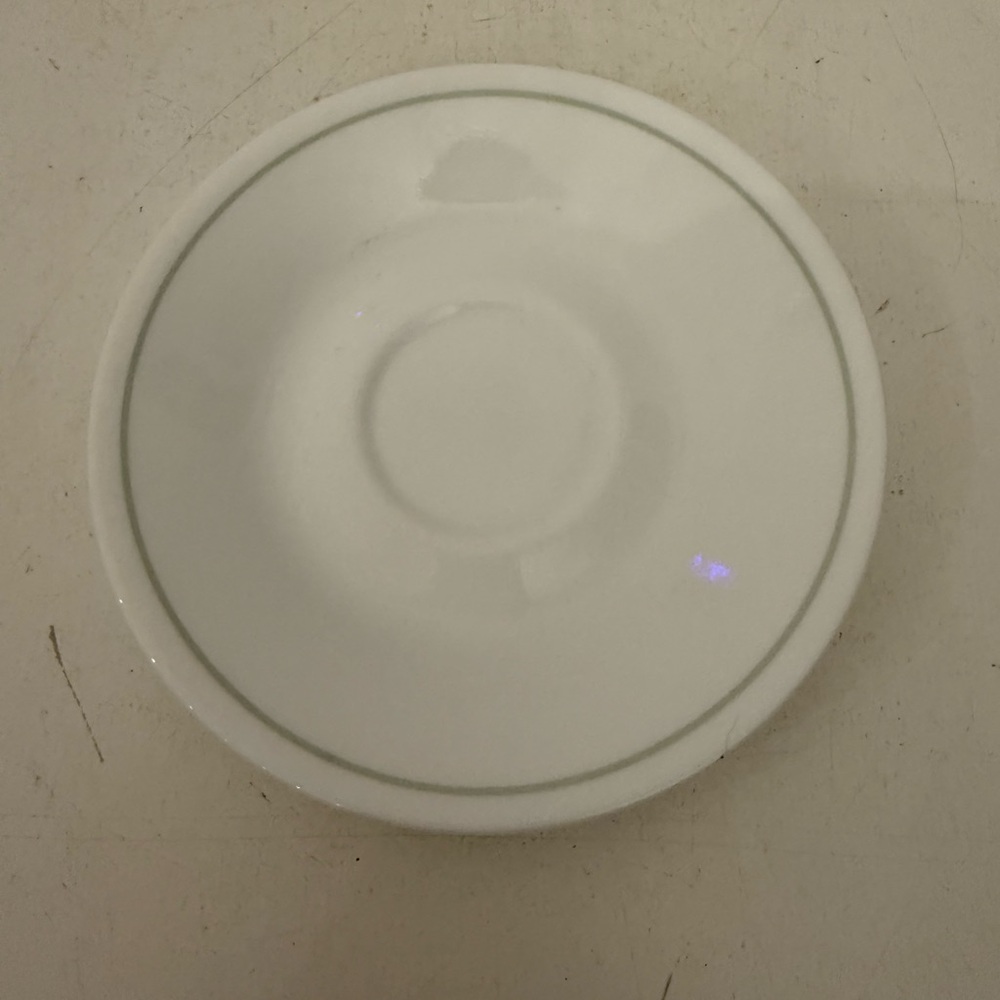 Corelle White Saucer with green Accent